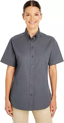 M582W Harriton Ladies Foundation 100% Cotton Short-Sleeve Twill Shirt • $19.99