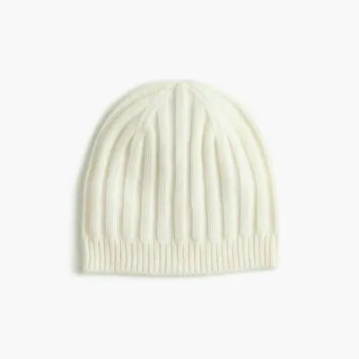 J.Crew Collection Ribbed Hat In Cashmere | Snow | $78 • $53.99