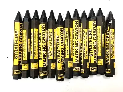 Irwin Strait Line Black Marking Crayon - Lumber - Waterproof - 66404 - Box Of 12 • $9.99