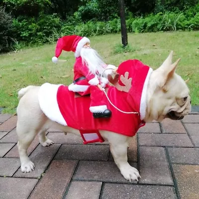 £17.99 • Buy New Pet Dog Cat Puppy Costume Christmas Xmas Santa Claus Riding Apparel Outfits