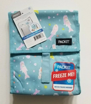 $14.99 • Buy  Girls Light Blue/Mermaid Freezable Lunch Bag With Zip Closure By Packit