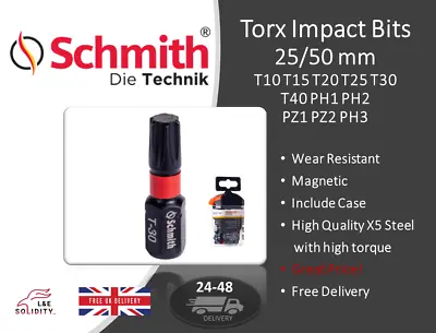 Schmith Impact Bits Torx Screwdriver Bit T10 T15 T20 T25 T27 T30 T40 PH2 PZ2 PH3 • £6.99