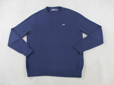 Vineyard Vines Sweater Adult Medium Navy Blue Chunky Knit Ribbed Whale Cotton • $22.49