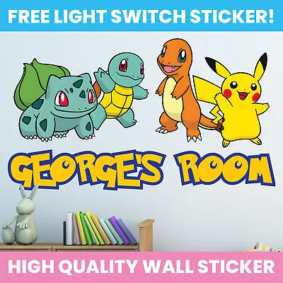 Pokemon Wall Sticker Any Name Decal Pokemon Decor Kids Bedroom Decoration • £13.99