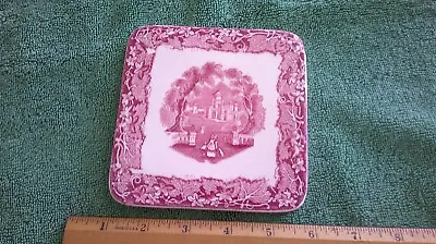 Masons Vista England Red & White Square Tile 5 Inches VINTAGE • $13.97