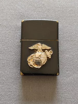 Vintage 1998 Usmc U.s Marine Corps Emblem Black Matte Zippo Lighter Rare • $2.25