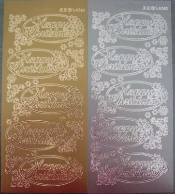 £2.55 • Buy 2 Sheets Of Happy Christmas In Ovals + Holly  Peel-offs  Gold + Silver 10 Totai 