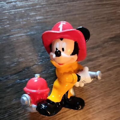 Vintage Disney Mickey Mouse Fireman Cake Topper 2.5 Inch PVC Figure Applause NEW • $10.99