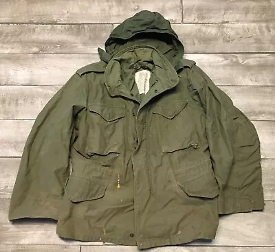 US Army M65 Military OG-107 Cold Weather Alpha Industries Coat Jacket Medium Vtg • $144.48