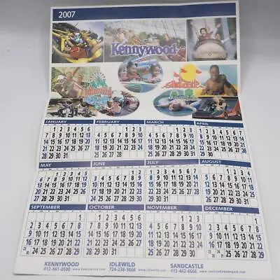 Kennywood Amusement Park Calendar 2007 Rollercoaster Pittsburgh Pennsylvania • $10.49