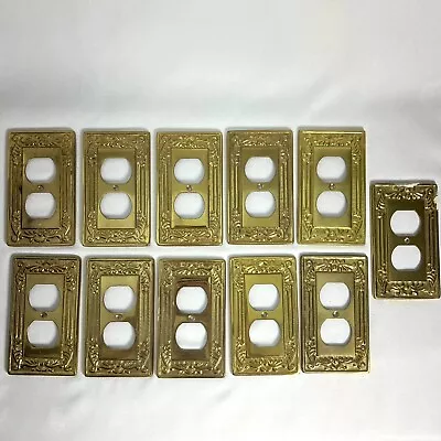 VTG GATCO Solid Brass Outlet Cover Plate Duplex Lot Of 11 Victorian Style Scroll • $100