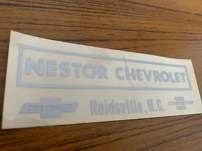 Vintage NESTOR CHEVROLET CORVETTE Car Dealer Sticker Emblem Reidsville N.C. NOS • $9.99