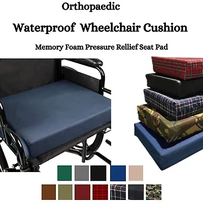 Pressure Relief Memory Foam Wheelchair Seat Pad Cushion Waterproof Zipped Cover • £13.50