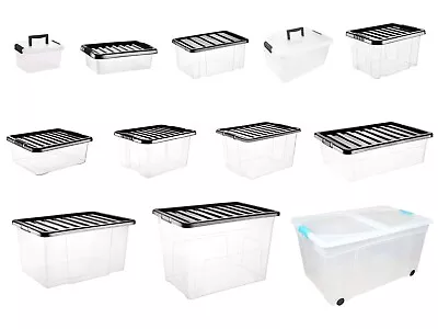 HIGH QUALITY Plastic Storage Boxes Clear Box With Lids Made In UK FREE DELIVERY • £19.49