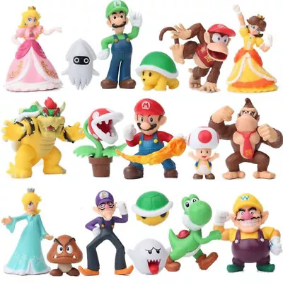 18 Pcs Set B Super Mario Bros Toy Figures Luigi Toad Yoshi Cake Toppers Party • $19.99