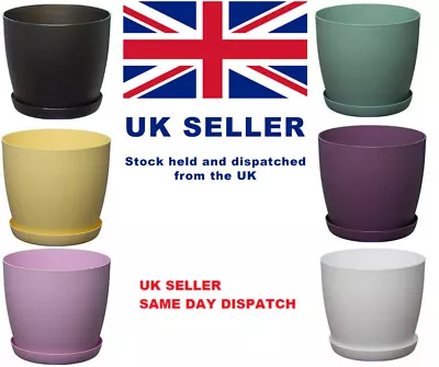 Flower Pots Plant Pots Plastic Planter Saucer Tray Deco Aga Pastel 6 Colors • £9.89