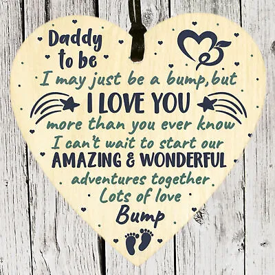 I Love You Daddy To Be Fathers Day Gifts For Him Wooden Heart Plaque Birthday • £3.49