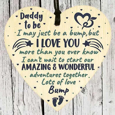£3.49 • Buy I Love You Daddy To Be Fathers Day Gifts For Him Wooden Heart Plaque Birthday