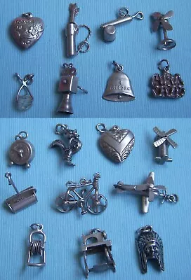 Vintage Charm Lot Of 18 40's Sterling Charms Many Movable • $20