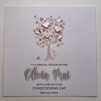 PERSONALISED Christening Baptism Card Granddaughter Daughter Girl Heart Tree 2 • £3.75