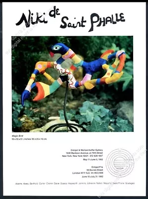 1982 Niki De Saint Phalle Magic Bird Photo NYC Gallery Show Vintage Print Ad • $29.97