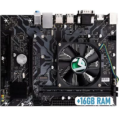 Motherboard With Processor Heatsink And 16gb RAM Included Quadcore M-ATX Rs232_ • $279.52