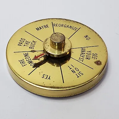 Brass Executive Decision Maker Spinner Gag Gift Office Desk Paperweight Vintage • $10