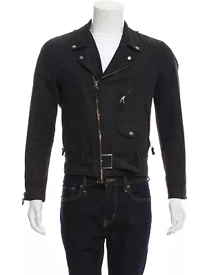 Helmut Lang Mens/Unisex Rare Archival Vintage Navy Belted Moto Jacket Sz IT 46 S • $359