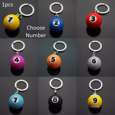 1x Billiards Table Silicone Pool Ball Keychain Player Gift  - Choose #'s 1 - 9 • $6.89