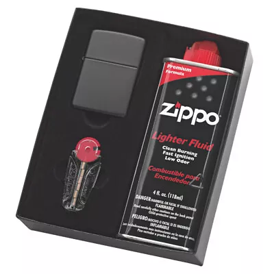 Zippo Matte Black Lighter & Fluid & Flints Gift Boxed • $79.80