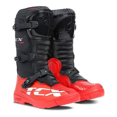 TCX Comp Kids Black Youth Motorbike Motocross MX Boots - Black / Red • $199