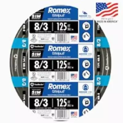 Southwire Romex SIMpull Wire 125 Ft. Pre-Cut Length + 3- Conductors 8-Gauge 600v • $329.58