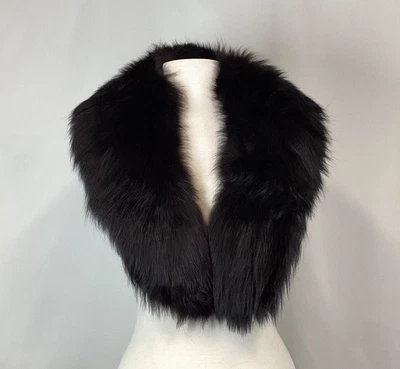 $125 • Buy Vintage 50s Genuine Fox Fur Dyed Black Stole Wrap