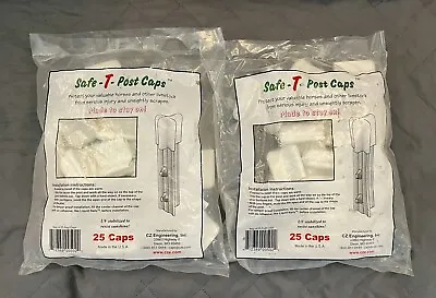 Safe T Post Caps White Vinyl UV Stabilized CZ ENGINEERING 2 Bags Of 25 Caps (50) • $34.99