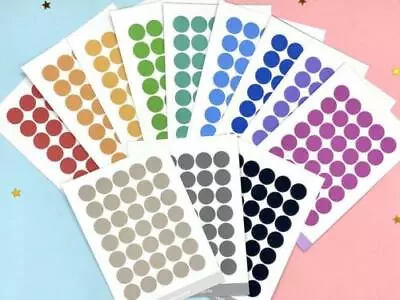 £0.99 • Buy ANY SIZE Coloured Dot Stickers Round Spot Circles Dots Paper Labels *16 COLOURS