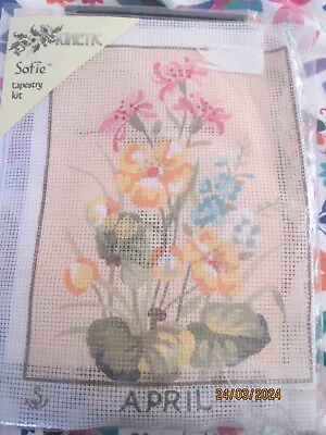 Kinetic Sofie “April” Wool Tapestry Kit Lovely Spring Flowers Design  8” X 6”. • £7