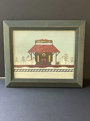 Warren Kimble Primitive Vintage Snowville Print Frame Picture Wall Folk Art 9x11 • $16