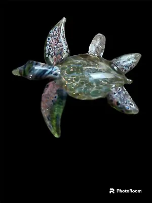 Hand Blown Glass Large Sea Turtle Pendant OOAK • $35