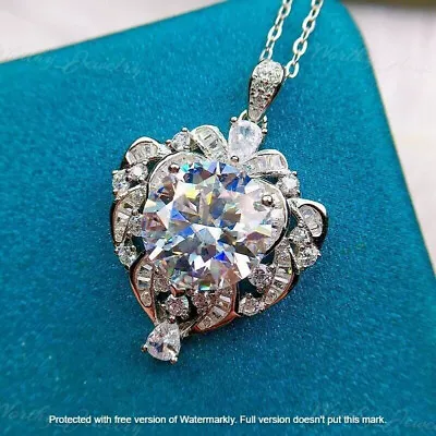 2.50Ct Round Cut Diamond Heart Pendant 14K White Gold Finish Free 18  Chain • $71.40