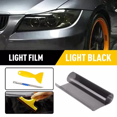 Gloss Light Black 12 X72  Headlight Taillight Fog Light Tint Film Vinyl Wrap • $9.99