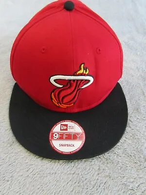 Miami Heat New Era 9Fifty Snapback Hat Adjustable Flat Brim Red/Black NBA Cap • $15.95