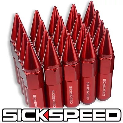 Sickspeed 20 Pc Red Spiked Aluminum 60mm Lug Nuts For Wheels/rims 12x1.25 L12 • $60.25