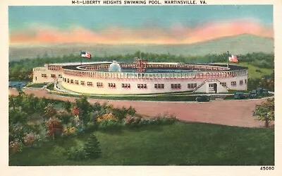 Postcard VA Martinsville Liberty Heights Swimming Pool Linen Vintage PC F6958 • $2