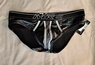 Mr. S Leather Wet-Look Liquid Black REFLECTOR Brief. Large . NWT • $30