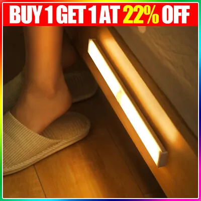 Wireless LED PIR Motion Sensor Light Rechargeable Strip Cabinet Closet Lamp USB • £4.91