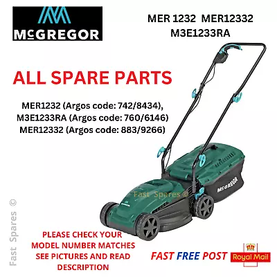 £12.75 • Buy McGregor MER1232 ALL SPARE PARTS Lawn Mower FAST POST