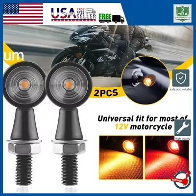 Mini LED Motorcycle Bullet Turn Signals Blinker Light Indicator Amber Lamp Black • $14.24