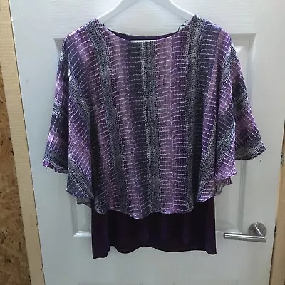 £5 • Buy FOREVER BY MICHAEL GOLD Womens Top Size XL Purple 100% Polyester 