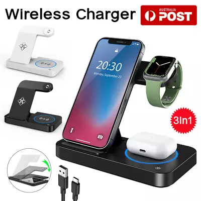 $9.59 • Buy Wireless Charger Dock Charging Station 3 In 1 For Apple Watch IPhone 14 13 12 11