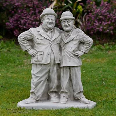 Laurel And Hardy Hand Cast Stone Outdoor Garden Ornament Statue Detailed Gift • £88.50